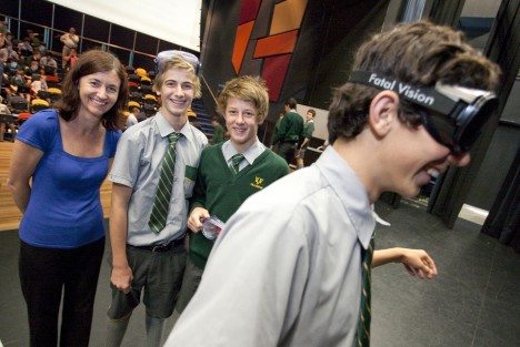 Teenagers saw the world through the wobbly lens of beer goggles as part of an interactive program called ‘Game On: Know Alcohol'.