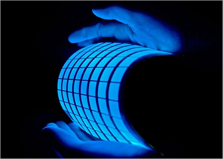 OLED lighting has potential for esoteric lighting that takes advantage of the fact it can be formed into flexible panels. Courtesy: General Electric