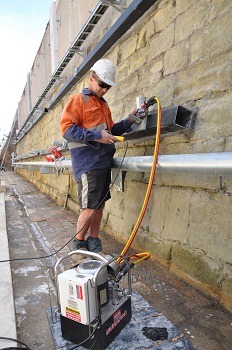 Michael Usher, of Retaining Specialists, sets the required torque.