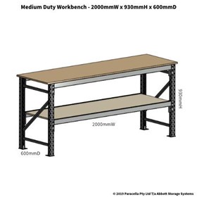 Workbench Medium Duty 2000W x 600D x 930H