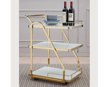Table Direct - Cocktail Trolley - Gold with White Glass