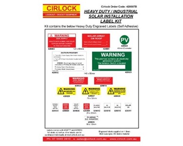 Cirlock - Kit of Engraved Solar Installation Labels