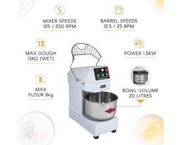 Aus Kitchen Pro - Spiral Dough Mixer 20 Litre – 2 Speed – Commercial