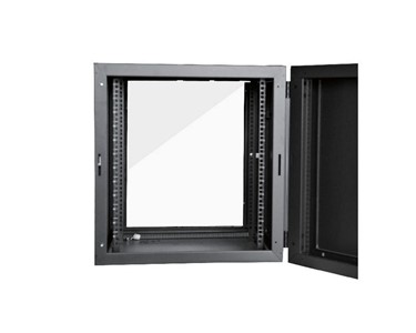 Wall Mount Glass Doors Swing Rack Cabinet | 4U to 18U