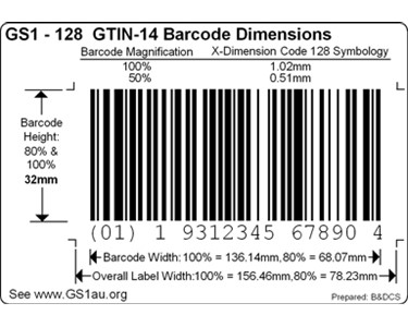 Trade Unit Barcoding Label | GS1 GTIN 14