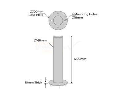 Surface Mounted 168mm Stainless Steel Bollard | B168-SM-SS304