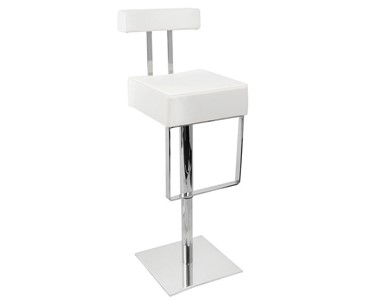 Leather Stainless Steel Bar Stool | White | AIM - PU