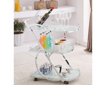 Table Direct - Cocktail Trolley - Chrome with White Glass