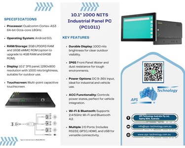 APS Technology Australia - 10.1" 1000 NITS Industrial Panel PC (PC1011)