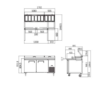 AG Equipment - Saladette Fridge 1700mm | PZ2000-840 | AG 2 Door 