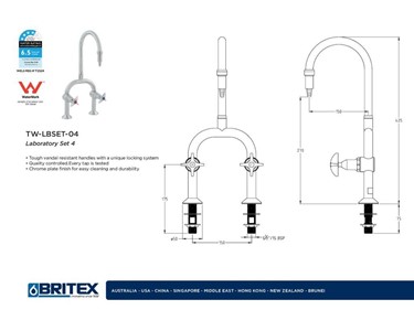Britex - Outlet Laboratory Taps | Set 4 | Commercial Tapware