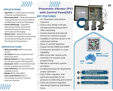 APS Technology Australia - Pneumatic Vibrator (PV) with Control Panel (CP)