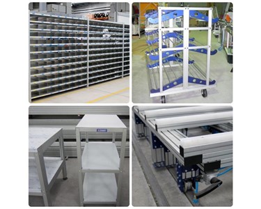Versatile - aluminum profile can be used for benches, shelving, machine jigs and parts racking