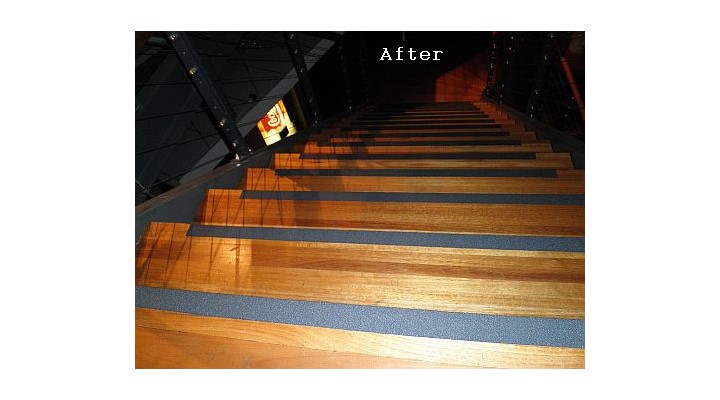 Wooden stairs with Safe Grip Ultimate stair nosing