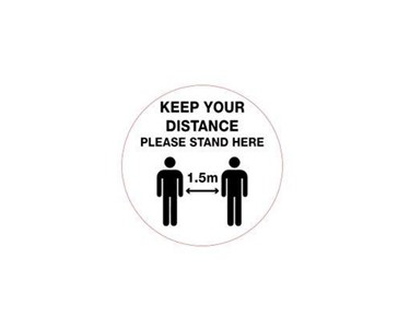 Keep Your Distance 1.5m Floor Marking Sign - 300mm - Self Adhesive