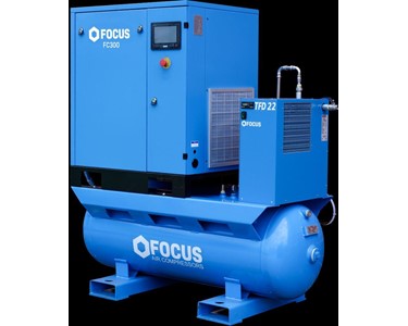 Focus Industrial - FC Screw Compressor 5.5kw - 30kw Fixed Speed Tank-Mounted with Dryer