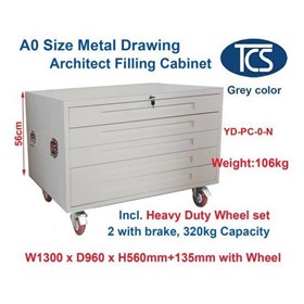 5 Drawer Flat Filing Cabinet with Wheels