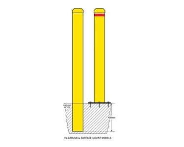 140mm Steel Bollards - Yellow (Base Plate)