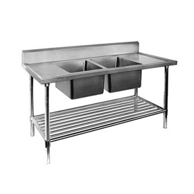 Double Bowl Commercial Sink with S/S pot undershelf 1500mm
