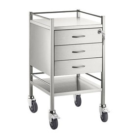 Stainless Steel Trolley Three Drawer With Top Locking Drawer