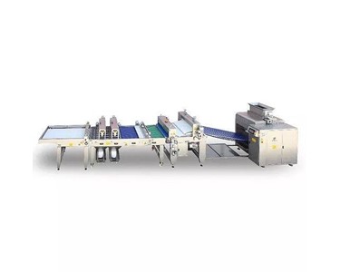 6 Lanes Dough Divider & Rounder Machine with Moulder, Topping and Tray