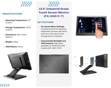 APS Technology Australia - 13.3" Industrial Grade Touch Screen Monitor (FA 1330 C-T)