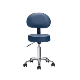 Deluxe Treatment Saddle Stool / Navy With Backrest