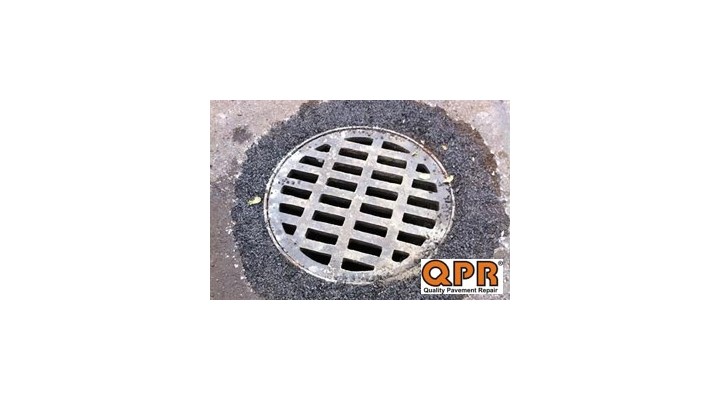 Versatile and ready-to-use for permanent storm drain repair with QPR bagged asphalt