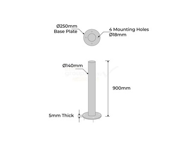 Surface Mounted Bollard 140mm x 900mm | B140-SM-SS304-900