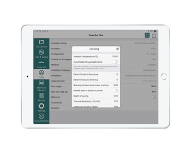 PowerPac 7 Plus App for tablets -  Electrical Calculation