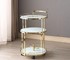 Table Direct - Cocktail Trolley - Gold with White Glass Shelves