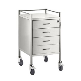 Stainless Steel Trolley Four Drawer With Top Locking Drawer
