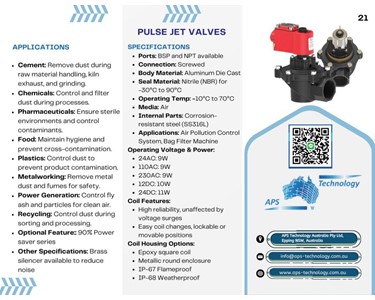 APS Technology Australia - Pulse Jet Valves