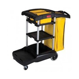 Janitorial High Capacity Cleaning Cart Black