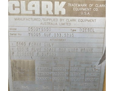 CLARK - Diesel Powered Forklift | C500Y650D 30T 
