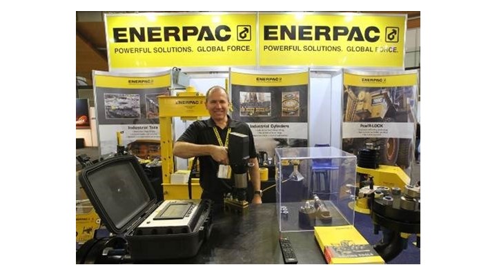 National Bolting Manager Andrew Marsh demonstrates the new Enerpac Electric Torque Wrench