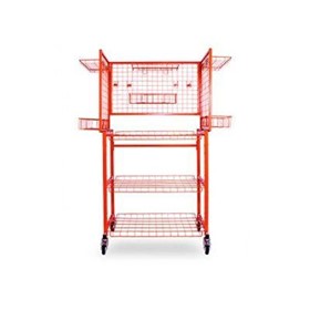 Velocity Multi-Level Parts Cart and 6 Pcs. Adjustable Hook Shelves