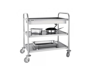 Vogue - Stainless Steel Deep Tray Clearing Trolley Cart | CC365