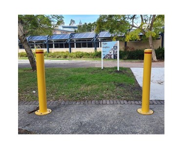 140mm Steel Bollards - Yellow (Base Plate)