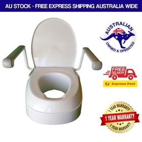 Raised Toilet Seat with Armrests Height Adjustable