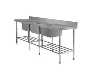 Simply Stainless - Upstand Triple Bowl Sink Bench | SS24.2400.TB 3