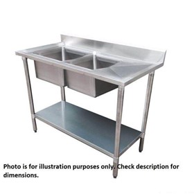 304 Grade Stainless Steel Double Sink Benches 600mm Deep 1200-6-DSBC