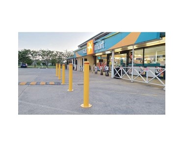 90mm Steel Bollards - Yellow (Base Plate)