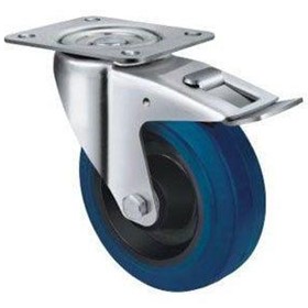 Blue Rubber Castors | TE21ENR_SB | Castors & Trolley Wheels
