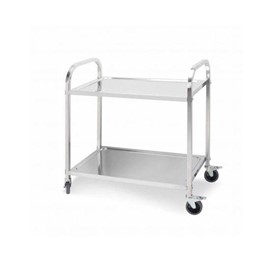 2 Tier Stainless Steel Trolley Cart Large 950 W X 500 D X 950 H 