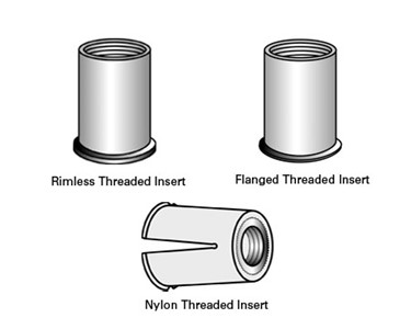 Threaded Inserts in Stainless, Aluminium & Nylon