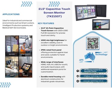 APS Technology Australia - 21.5" Capacitive Touch Screen Monitor (TK2150T)