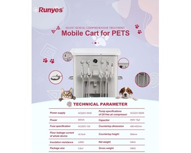 Runyes - Silent Dental Comprehensive Treatment Mobile Cart for Pets