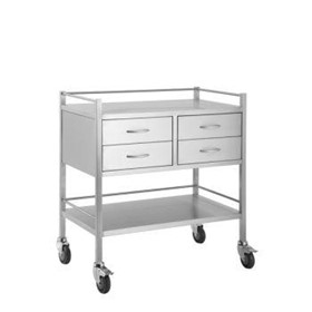 Trolley Stainless Steel - 4 Drawer Side By Side - 80x50x90cm