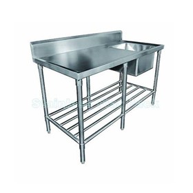 Single Right Stainless Sink 2400 W x 600 D with 150mm Splashback